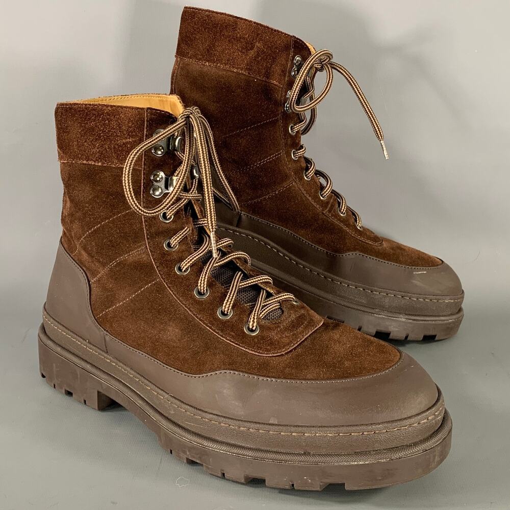 BRUNELLO CUCINELLI Size 10.5 Brown Beige Suede Lace Up Boots